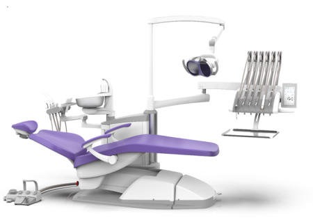 SILVERFOX 8000C-SRS0 – Стоматологическая установка с верхней подачей и с мягкой обивкой
