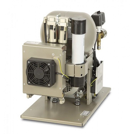 EKOM DK50-10 Z - безмасляный компрессор для одной стоматологической установки без кожуха, без осушителя, с ресивером 10 л