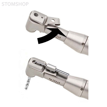 Nouvag 5050 - угловой хирургический наконечник с поворотной защелкой, без света с внешним охлаждением, 1:1